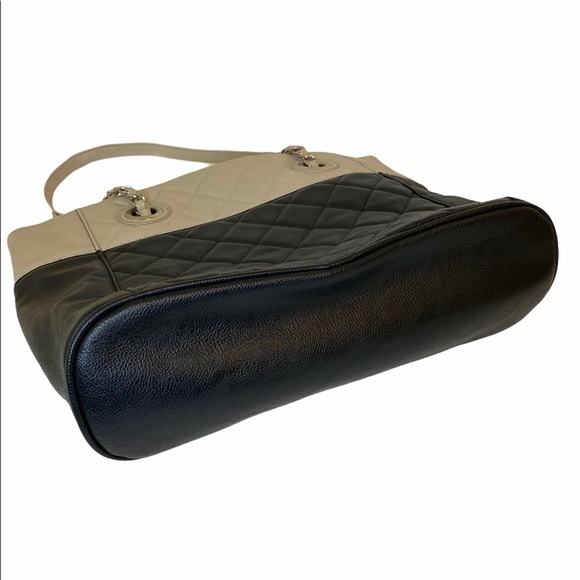 NINE WEST quilted tote handbag tan/black - Picture 2 of 4